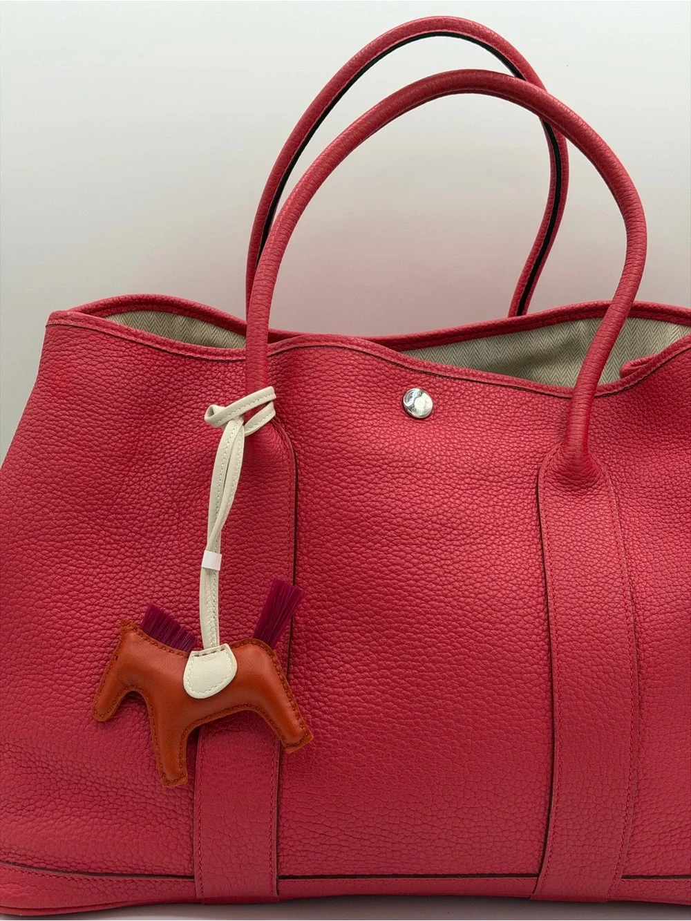 HERMES Garden Party leather pink tote bag😍